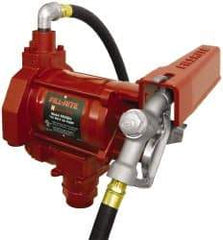 Tuthill - 20 GPM, 3/4" Hose Diam, AC Tank Pump with Manual Nozzle - 1-1/4" Inlet, 3/4" Outlet, 115 Volts, 12' Hose Length, 1/3 hp - USA Tool & Supply