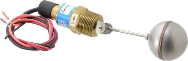 Thomas Products Ltd. - 1" Thread, 900 Max psi, 300°F Max, Liquid Level Side Mounted Float Switches - Brass Stem - USA Tool & Supply