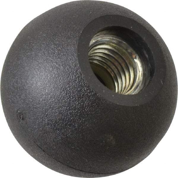 Gibraltar - 5/8-11 Thread, 1-7/8" Diam, 1-3/4" High, Female Insert Ball Knob - Black, Thermoplastic, Ball Grip, 0.55" Hole Depth - USA Tool & Supply