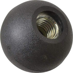 Gibraltar - 5/8-11 Thread, 1-7/8" Diam, 1-3/4" High, Female Insert Ball Knob - Black, Thermoplastic, Ball Grip, 0.55" Hole Depth - USA Tool & Supply