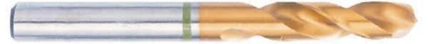 Accupro - 3/8" 130° Spiral Flute Cobalt Screw Machine Drill Bit - TiN Finish, Right Hand Cut, 43mm Flute Length, 89mm OAL, Split Point, Straight Shank - USA Tool & Supply