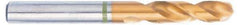 Accupro - 3/8" 130° Spiral Flute Cobalt Screw Machine Drill Bit - TiN Finish, Right Hand Cut, 43mm Flute Length, 89mm OAL, Split Point, Straight Shank - USA Tool & Supply
