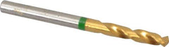 Accupro - #17 130° Spiral Flute Cobalt Screw Machine Drill Bit - TiN Finish, Right Hand Cut, 24mm Flute Length, 58mm OAL, Split Point, Straight Shank - USA Tool & Supply