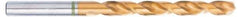 Accupro - #14, 130° Point, Spiral Flute, Vanadium High Speed Steel Taper Length Drill Bit - TiN Finish, 82mm Flute Length, 126mm OAL - USA Tool & Supply