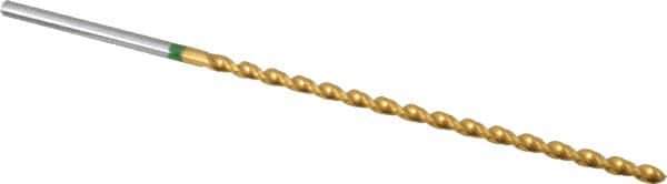 Accupro - #46, 130° Point, Spiral Flute, Vanadium High Speed Steel Taper Length Drill Bit - TiN Finish, 56mm Flute Length, 85mm OAL - USA Tool & Supply