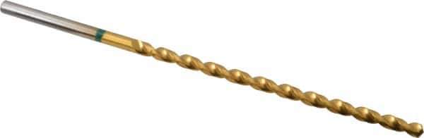 Accupro - #25, 130° Point, Spiral Flute, Vanadium High Speed Steel Taper Length Drill Bit - TiN Finish, 78mm Flute Length, 119mm OAL - USA Tool & Supply