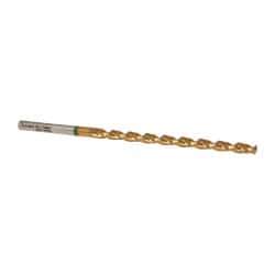 Accupro - #7, 130° Point, Spiral Flute, Vanadium High Speed Steel Taper Length Drill Bit - TiN Finish, 87mm Flute Length, 132mm OAL - USA Tool & Supply