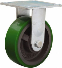 Hamilton - 6" Diam x 2" Wide x 7-1/2" OAH Top Plate Mount Rigid Caster - Polyurethane Mold onto Cast Iron Center, 900 Lb Capacity, Sealed Precision Ball Bearing, 5 x 5-1/2" Plate - USA Tool & Supply