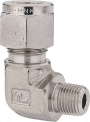 Parker - 3/8" OD, Stainless Steel Male Elbow - -425 to 1,200°F, 5/8" Hex, Comp x MNPT Ends - USA Tool & Supply