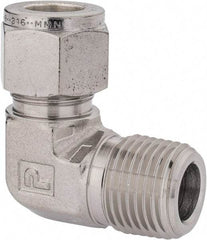Parker - 1/2" OD, Stainless Steel Male Elbow - 7/8" Hex, Comp x MNPT Ends - USA Tool & Supply