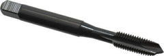 OSG - 1/4-28 UNF, 3 Flute, Oxide Finish, Vanadium High Speed Steel Spiral Point Tap - Plug Chamfer, Right Hand Thread, 2-1/2" OAL, 1" Thread Length, 0.255" Shank Diam - Exact Industrial Supply