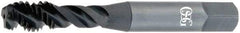 OSG - M12x1.50 Metric Fine 3 Flute Modified Bottoming Spiral Flute Tap - Vanadium High Speed Steel, Bright Finish, 3-3/8" OAL, Right Hand Flute, Right Hand Thread, D6 - USA Tool & Supply