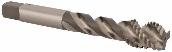 OSG - M12x1.75 Metric Coarse 3 Flute 6H Modified Bottoming Spiral Flute Tap - Vanadium High Speed Steel, Bright Finish, 3-3/8" OAL, Right Hand Flute, Right Hand Thread, D6 - USA Tool & Supply