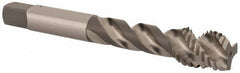 OSG - M12x1.75 Metric Coarse 3 Flute 6H Modified Bottoming Spiral Flute Tap - Vanadium High Speed Steel, Bright Finish, 3-3/8" OAL, Right Hand Flute, Right Hand Thread, D6 - USA Tool & Supply