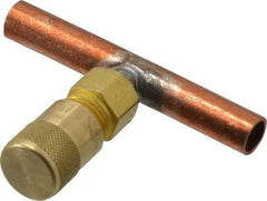 Parker - 500 Max psi, 1/4 Tube OD, Solder Tee Access Valve - Brass - USA Tool & Supply