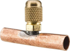 Parker - 500 Max psi, 3/8 Tube OD, Solder Tee Access Valve - Brass - USA Tool & Supply