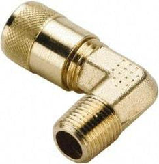 Parker - 1/8-27 Male Pipe, 500 Max psi, 1/4" Tube OD, Forged Male Elbow Access Valve - Brass - USA Tool & Supply