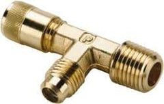Parker - 1/8-27 Male Pipe, 500 Max psi, 1/4" Tube OD, Forged Male Run Tee Access Valve - Brass - USA Tool & Supply