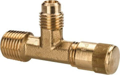 Parker - 1/4-18 Male Pipe, 500 Max psi, 5/16" Tube OD, Forged Male Run Tee Access Valve - Brass - USA Tool & Supply