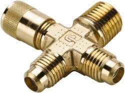 Parker - 1/4-18 Male Pipe, 500 Max psi, 5/16" Tube OD, Forged Male Cross Access Valve - Brass - USA Tool & Supply
