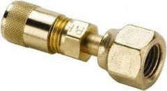 Parker - 500 Max psi, 1/4 Tube OD, Flare Swivel Nut Connector Access Valve - Brass - USA Tool & Supply