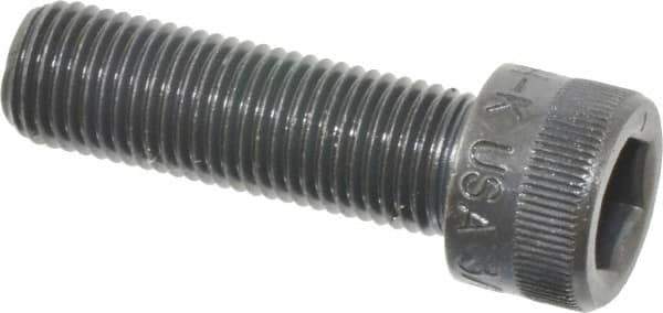 Made in USA - 3/8-24 UNF Hex Socket Drive, Socket Cap Screw - Alloy Steel, Black Oxide Finish, Fully Threaded, 1-1/2" Length Under Head - USA Tool & Supply