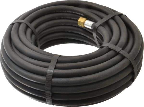 Alliance Hose & Rubber - 1/4" ID x 1/2" OD 50' Long Multipurpose Air Hose - MNPT x FNPT(Swivel) Ends, 200 Working psi, -40 to 190°F, 1/4" Fitting, Black - USA Tool & Supply