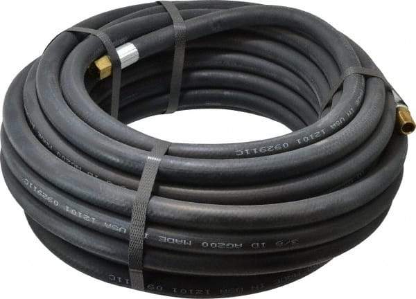 Alliance Hose & Rubber - 3/8" ID x 23/32" OD 50' Long Multipurpose Air Hose - MNPT x FNPT(Swivel) Ends, 200 Working psi, -40 to 190°F, 1/4" Fitting, Black - USA Tool & Supply