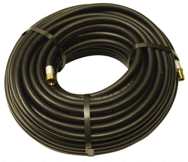 Alliance Hose & Rubber - 1/4" ID x 1/2" OD 100' Long Multipurpose Air Hose - MNPT x FNPT(Swivel) Ends, 200 Working psi, -40 to 190°F, 1/4" Fitting, Black - USA Tool & Supply