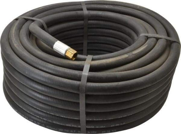 Alliance Hose & Rubber - 3/8" ID x 23/32" OD 100' Long Multipurpose Air Hose - MNPT x FNPT(Swivel) Ends, 300 Working psi, -40 to 190°F, 1/4" Fitting, Black - USA Tool & Supply