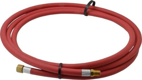 Alliance Hose & Rubber - 1/4" ID x 9/16" OD 10' Long Multipurpose Air Hose - MNPT x FNPT(Swivel) Ends, 300 Working psi, -40 to 190°F, 1/4" Fitting, Red - USA Tool & Supply