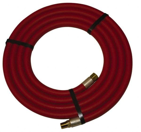 Alliance Hose & Rubber - 1-1/4" ID x 1-25/32" OD 10' Long Multipurpose Air Hose - MNPT x FNPT(Swivel) Ends, 150 Working psi, -40 to 190°F, 1-1/4" Fitting, Red - USA Tool & Supply