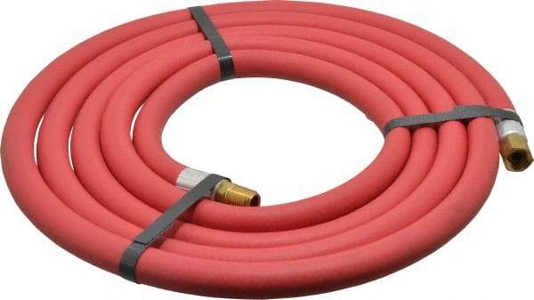 Alliance Hose & Rubber - 3/8" ID x 23/32" OD 10' Long Multipurpose Air Hose - MNPT x FNPT(Swivel) Ends, 300 Working psi, -40 to 190°F, 3/8" Fitting, Red - USA Tool & Supply