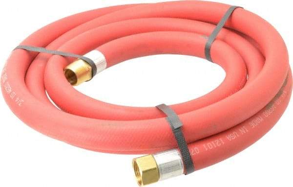 Alliance Hose & Rubber - 3/4" ID x 1-5/32" OD 10' Long Multipurpose Air Hose - MNPT x FNPT(Swivel) Ends, 300 Working psi, -40 to 190°F, 3/4" Fitting, Red - USA Tool & Supply