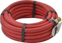 Alliance Hose & Rubber - 1/4" ID x 1/2" OD 25' Long Multipurpose Air Hose - MNPT x FNPT(Swivel) Ends, 200 Working psi, -40 to 190°F, 1/4" Fitting, Red - USA Tool & Supply