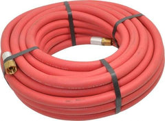Alliance Hose & Rubber - 3/8" ID x 23/32" OD 50' Long Multipurpose Air Hose - MNPT x FNPT(Swivel) Ends, 300 Working psi, -40 to 190°F, 3/8" Fitting, Red - USA Tool & Supply