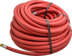 Alliance Hose & Rubber - 3/8" ID x 23/32" OD 100' Long Multipurpose Air Hose - MNPT x FNPT(Swivel) Ends, 300 Working psi, -40 to 190°F, 1/4" Fitting, Red - USA Tool & Supply
