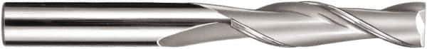 SGS - 1/8", 3/4" LOC, 1/8" Shank Diam, 2-1/4" OAL, 2 Flute, Solid Carbide Square End Mill - Single End, TiN Finish, Spiral Flute, 30° Helix, Centercutting, Right Hand Cut, Right Hand Flute, Series 3L - USA Tool & Supply