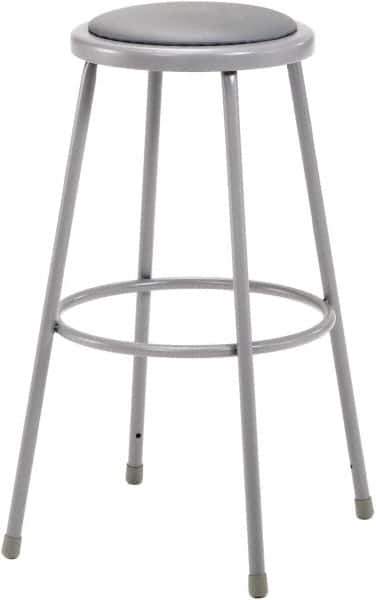 NPS - 30 Inch High, Stationary Fixed Height Stool - 16-1/2 Inch Deep x 16-1/2 Inch Wide, Vinyl Seat, Grey - USA Tool & Supply