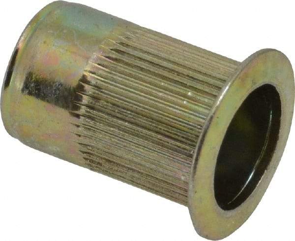 RivetKing - 0.13 to 0.225" Grip, Steel Standard Rivet Nut - Zinc Yellow Dichromate Finish, Countersunk Head - USA Tool & Supply