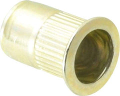 RivetKing - 1/4-20, 0.027 to 0.165" Grip, Steel Standard Rivet Nut - Zinc Yellow Dichromate Finish, Countersunk Head - USA Tool & Supply