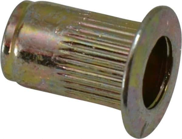 RivetKing - #6-32, 0.02 to 0.08" Grip, Steel Standard Rivet Nut - Zinc Yellow Dichromate Finish, Countersunk Head - USA Tool & Supply