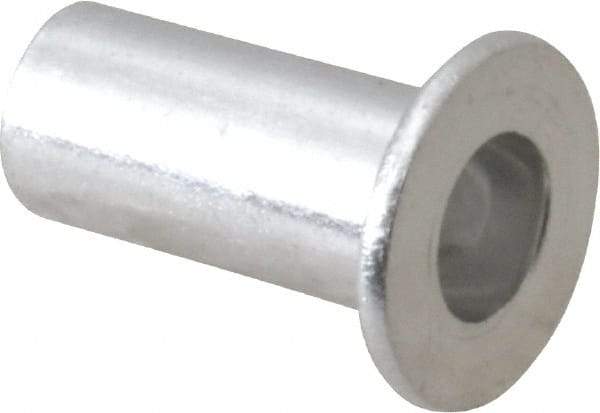 RivetKing - #10-32, 0.01 to 0.08" Grip, 1/4" Drill, Aluminum Standard Rivet Nut - Uncoated, Round Head - USA Tool & Supply