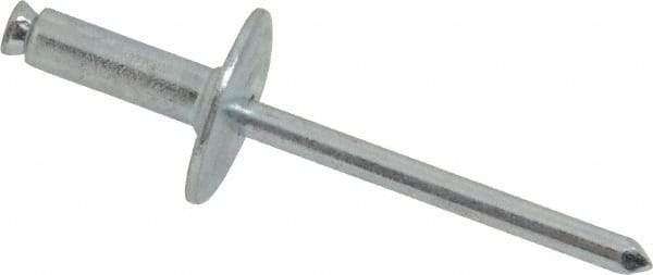 RivetKing - Size 8-18 Dome Head Steel Flush on Both Sides Blind Rivet - Steel Mandrel, 7/8" to 1-1/8" Grip, 5/8" Head Diam, 0.255" Min Hole Diam, 0.82" Length Under Head, 1/4" Body Diam - USA Tool & Supply