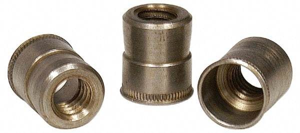 RivetKing - #6-32 UNC, Zinc-Plated, Steel Knurled Rivet Nut Inserts - 0.234" to 0.239" Grip, 7/32" Drill Size - USA Tool & Supply