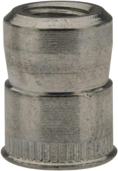 RivetKing - M6x1.00 Metric Coarse, Zinc-Plated, Steel Knurled Rivet Nut Inserts - 0.02" to 0.13" Grip, 3/8" Drill Size - USA Tool & Supply