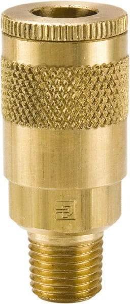 Parker - 3/8-18 Male NPTF Tru-Flate Automotive Pneumatic Hose Coupler - Brass, 3/8" Body Diam - USA Tool & Supply