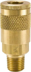 Parker - 3/8-18 Male NPTF Tru-Flate Automotive Pneumatic Hose Coupler - Brass, 3/8" Body Diam - USA Tool & Supply