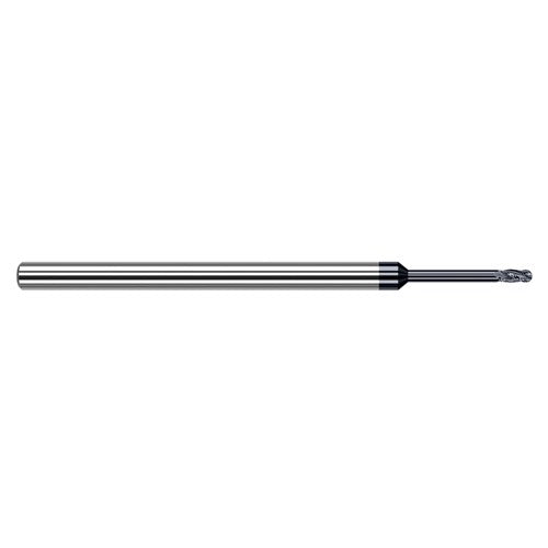 ‎0.025″ Dia. × 1/8″ Shank × 0.037″ DOC × 2-1/2″ OAL, Carbide AlTiN, Stub , 4 Flute, Ballnose End Mill - Exact Industrial Supply