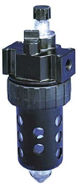 Parker - 1/2" NPT, 150 Max psi Intermediate Mist Lubricator - Polycarbonate Bowl with Sight Glass, Zinc Body, 90 CFM, 125°F Max Temp, 2.81" Wide x 7.82" High - USA Tool & Supply